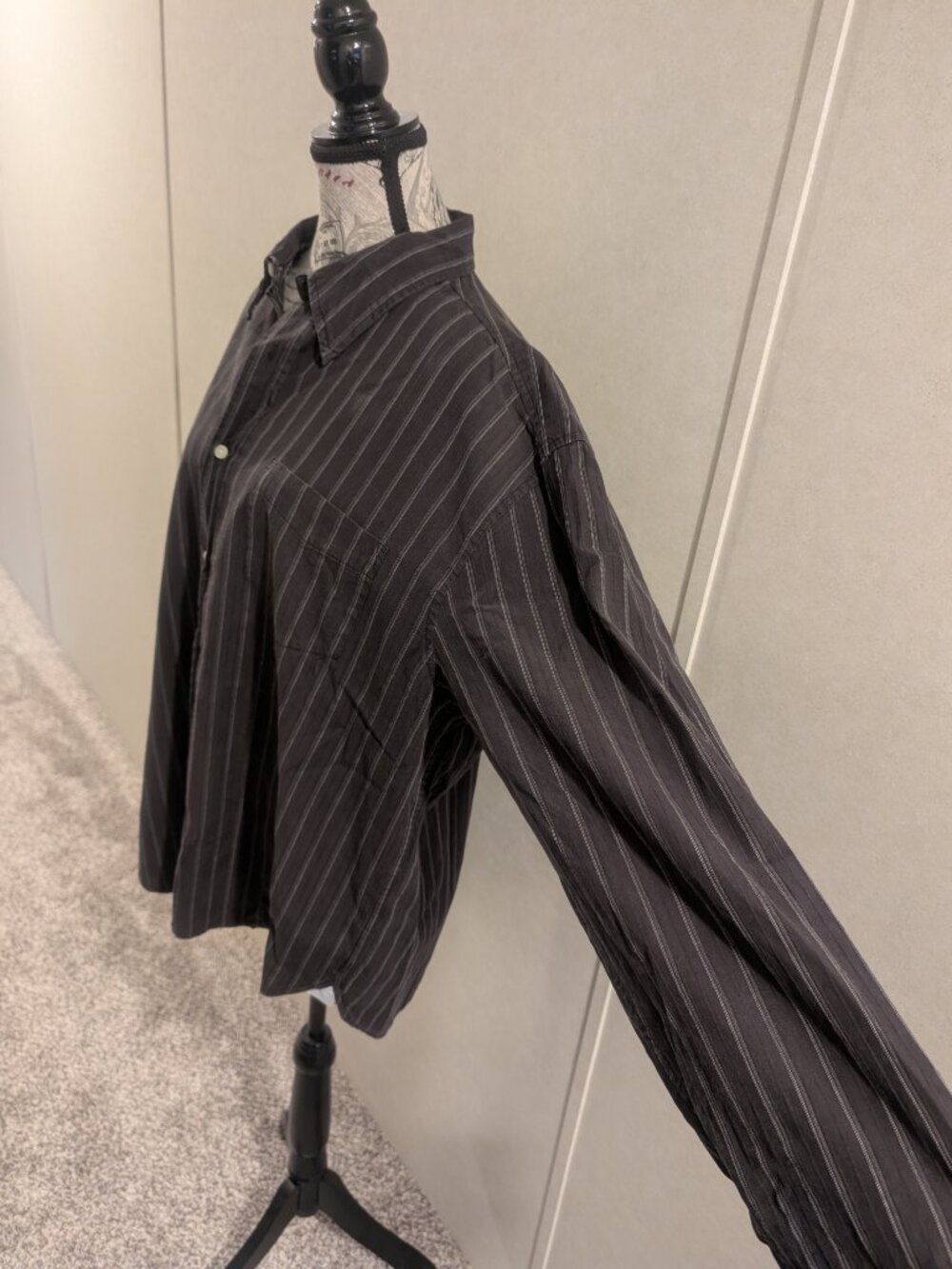Old Navy Black Striped Button Down Shirt Men's XL Long Sleeve Casual Cotton - Picture 2 of 12